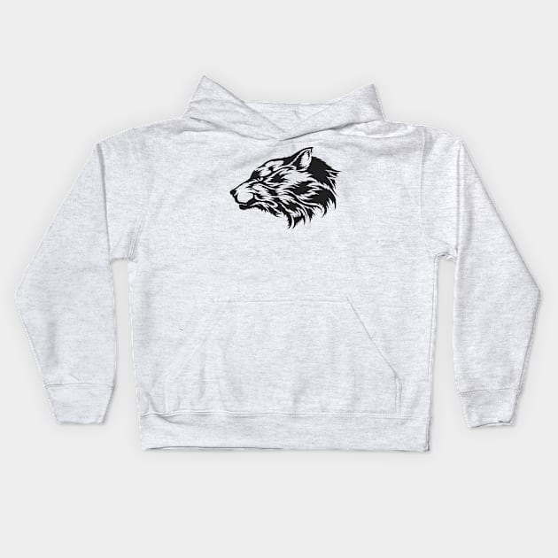 Silhouette Wolf insignia Kids Hoodie by wingsofrage